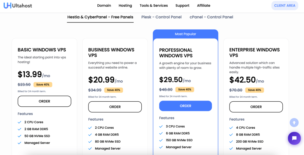 ultahost rdp price