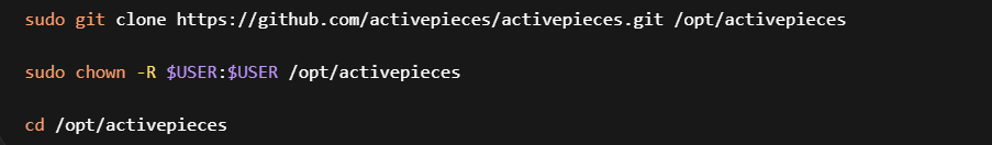 clonning  self-hosted activepieces repository
