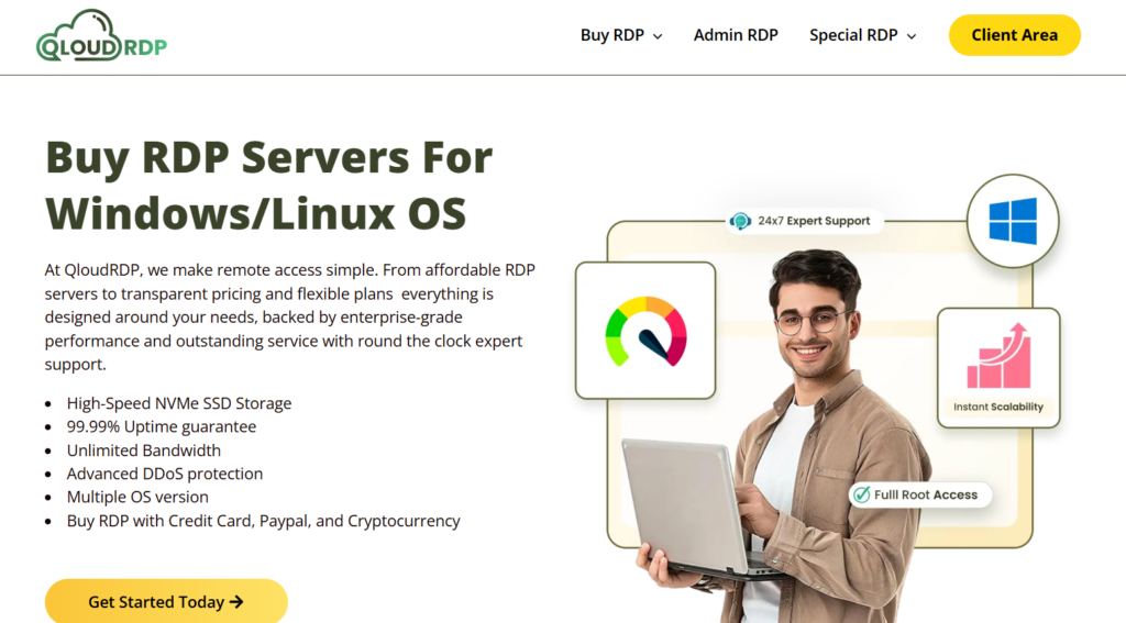 Windows/linux rdp of qloudrdp 