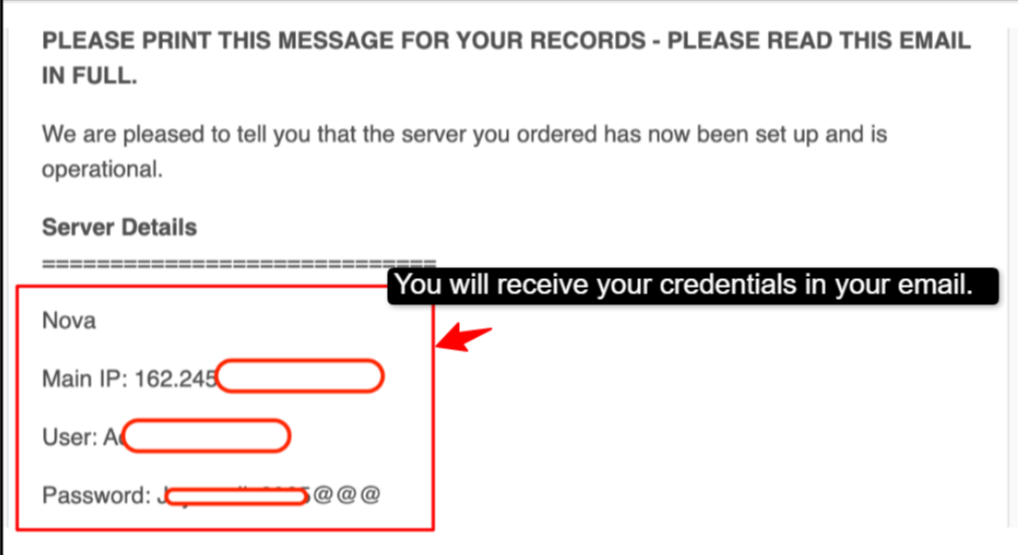 IP credentials of rdp after purchase