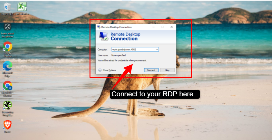 connect rdp to remote desktop connection