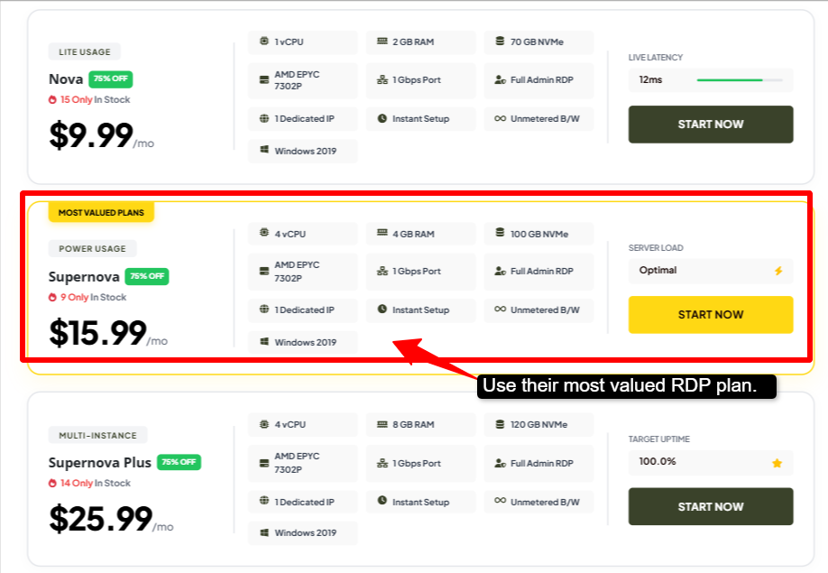 choose indian rdp plan