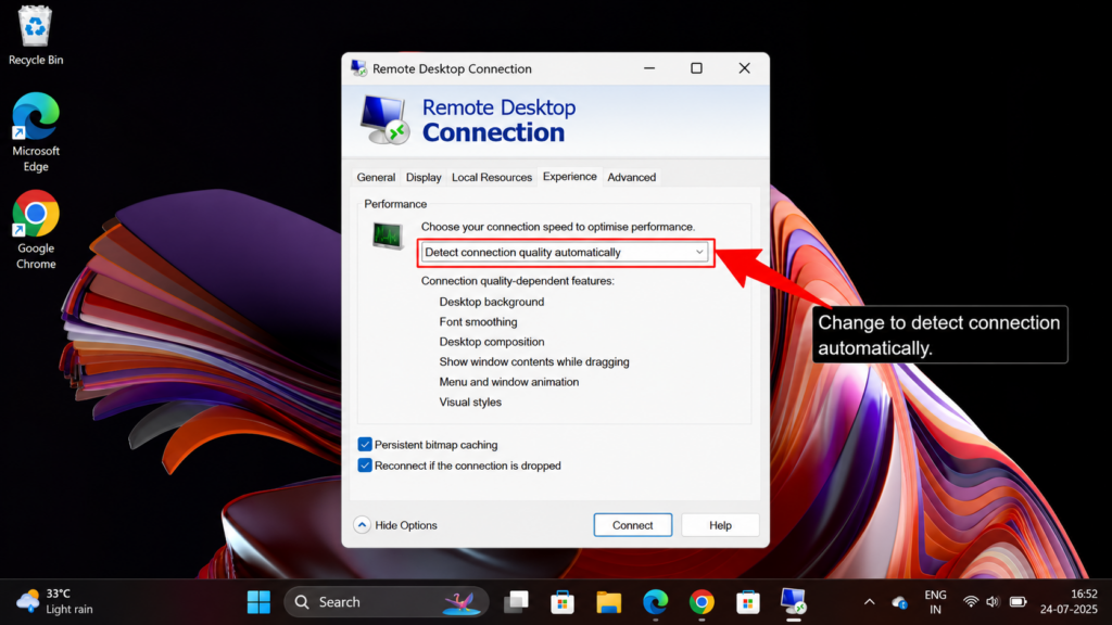 Set Connection Speed to "Modem" / Detect Automatically