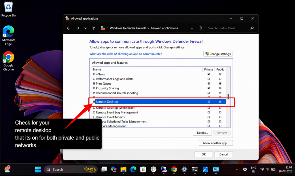 Allow RDP Through the Firewall