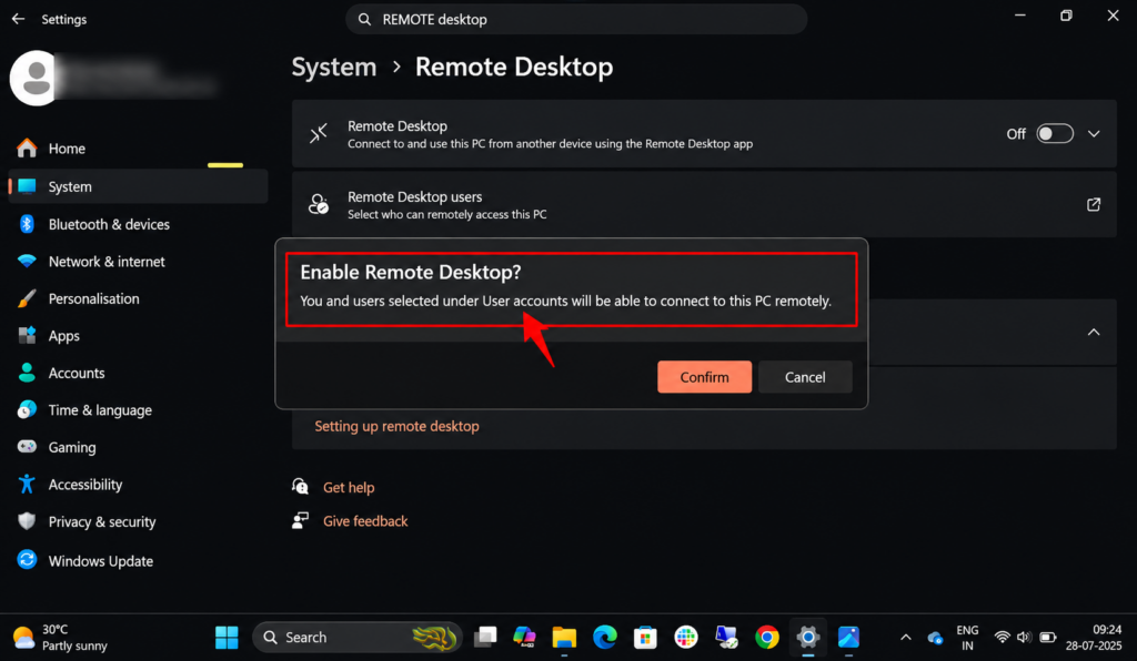 enable rdp on your windows vps