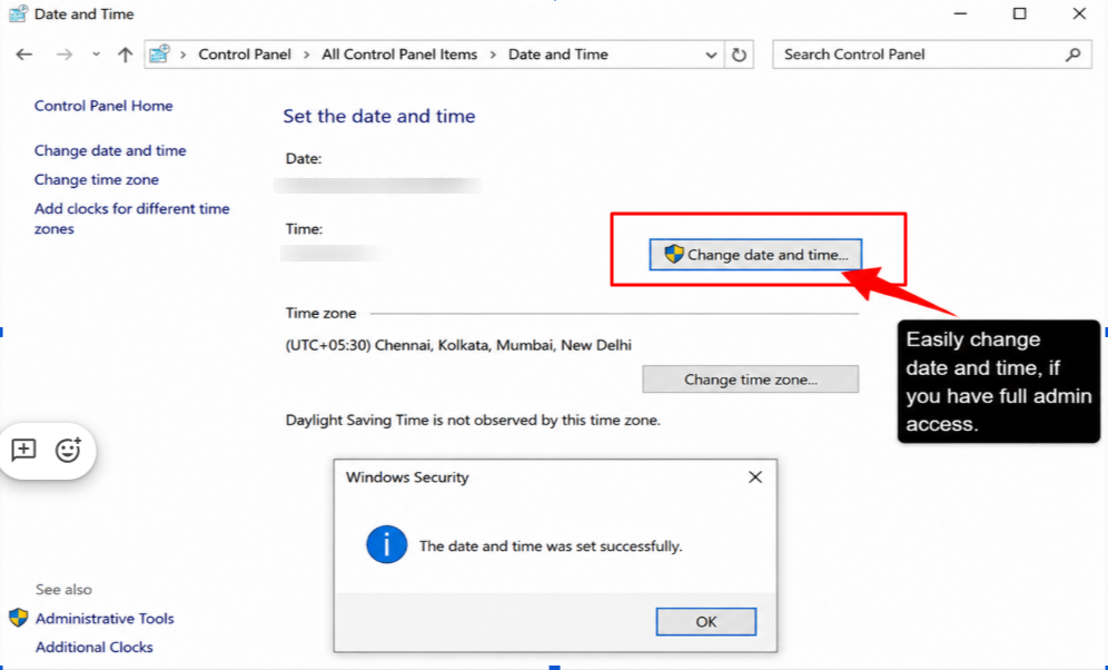 Test Install & admin Permission Rights
