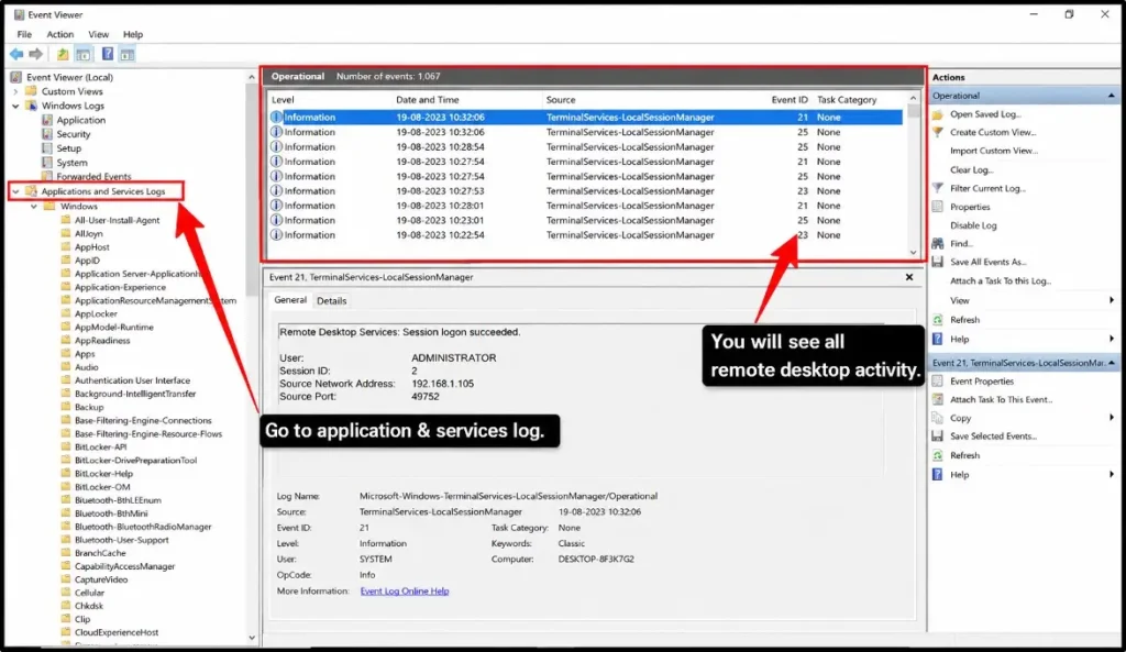 Review-Terminal-Services-Logs-Event-IDs-21-23-25