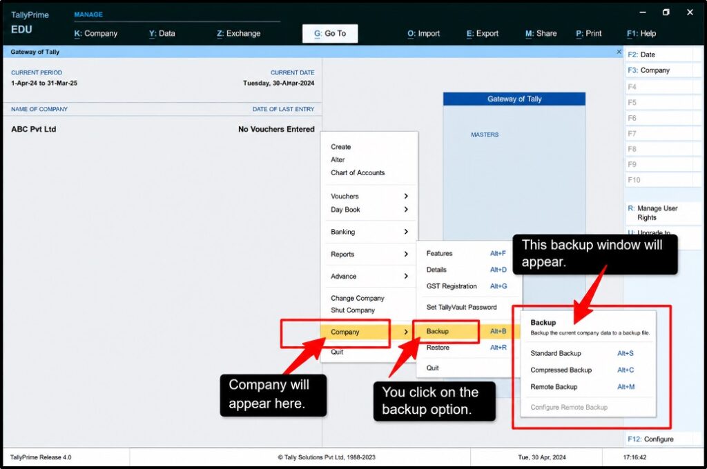 qloudrdp-tally-on-cloud-Go-to-F3-Company-→-Backup